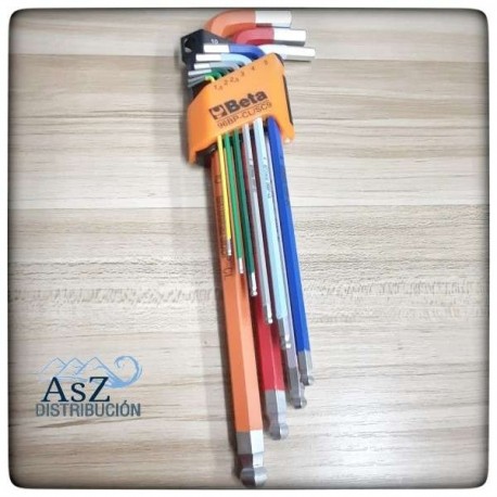 Juego de 9 Llaves Macho Hexagonales Acodadas Beta