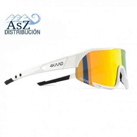 Gafas Deportivas Pulse Race - Blanco y Dorado con Lentes Revo 4kaad